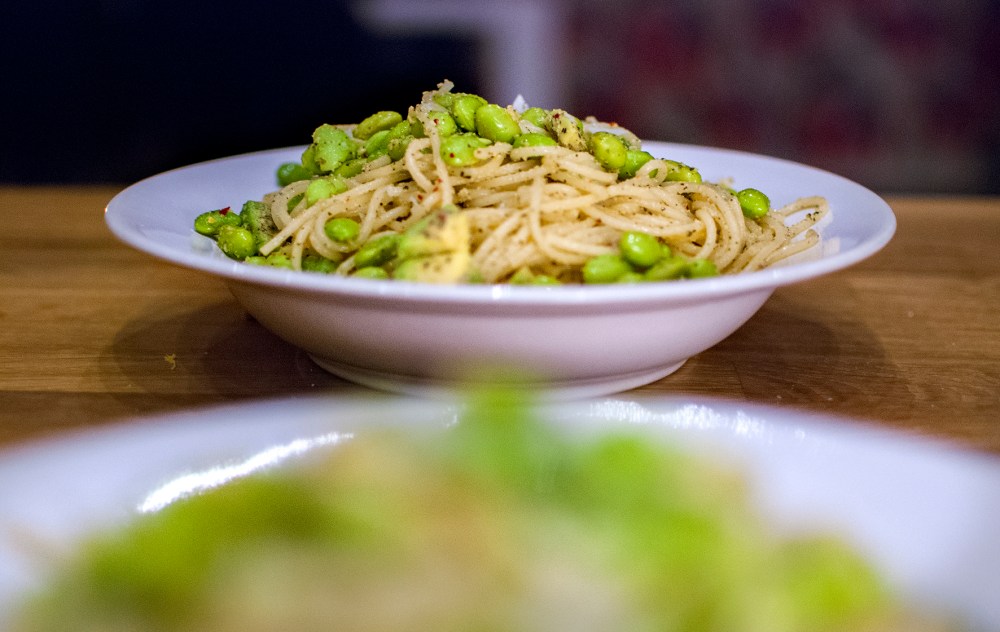 färdig grön pasta framifrån