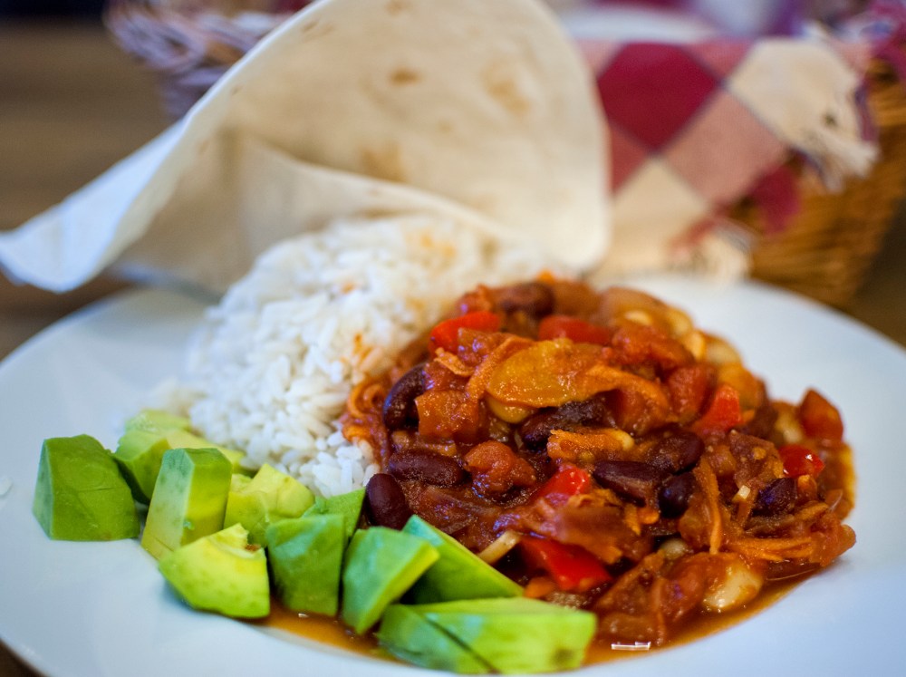 färdig chilli sin carne närbild