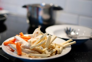 rotfrukter till halloumipasta