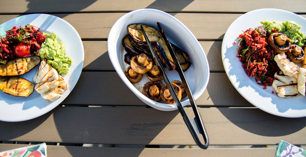 veckansvego färdig grillad aubergine och champinjon med sting